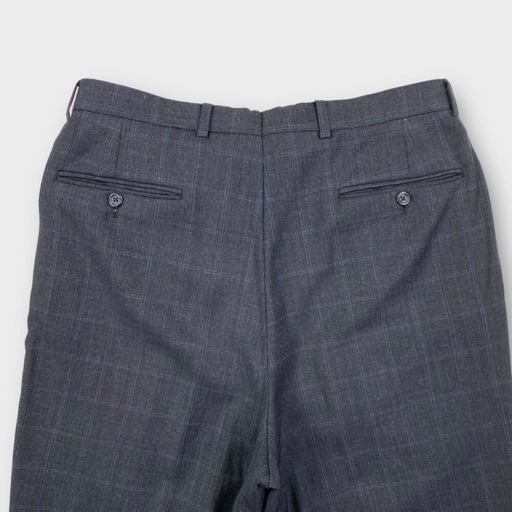 John W Nordstrom Loro Piana Suit Mens 40R 34x29 Windowpane Check Charcoal Wool - Picture 14 of 16